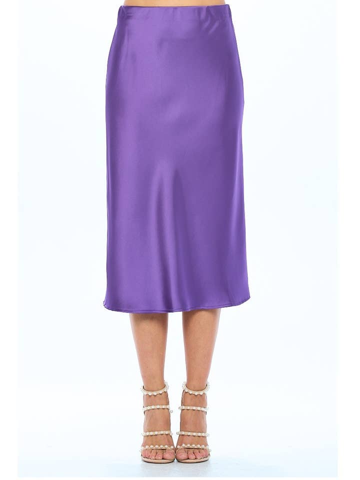 Tillverkad i USA - Solid Satin Midi Kjol för wholesale av LKLUV