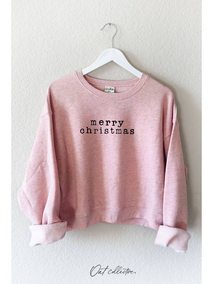 OAT COLLECTIVE - Wholesale Graphic Sweatshirt - Women's - MERRY CHRISTMAS Mid Cropped Graphic Sweatshirt9
