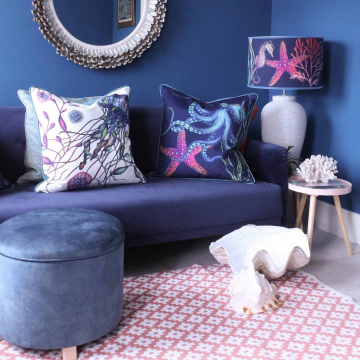 Rainbow Reef Lampshade - Navy for wholesale on Faire