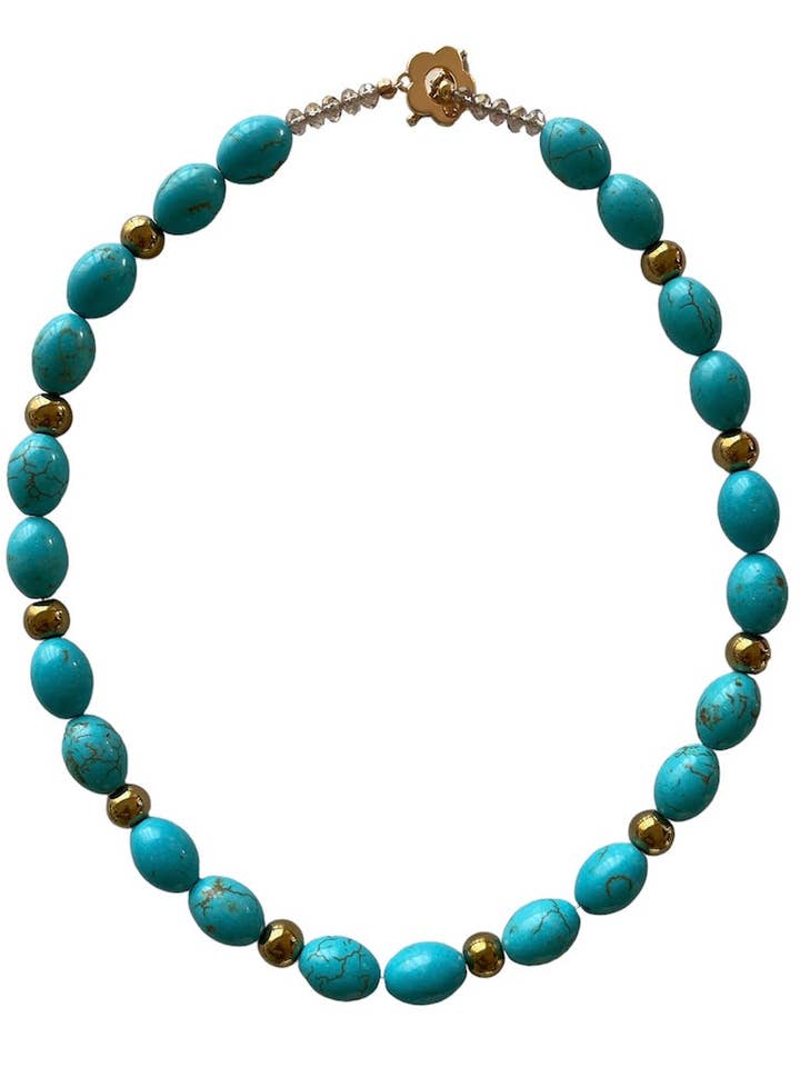 Collana in ematite turchese e oro per la vendita all'ingrosso da parte di Standout Boutique