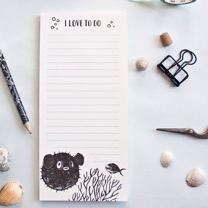 Pufferfish Notepad in DIN long for wholesale by Katja Rub