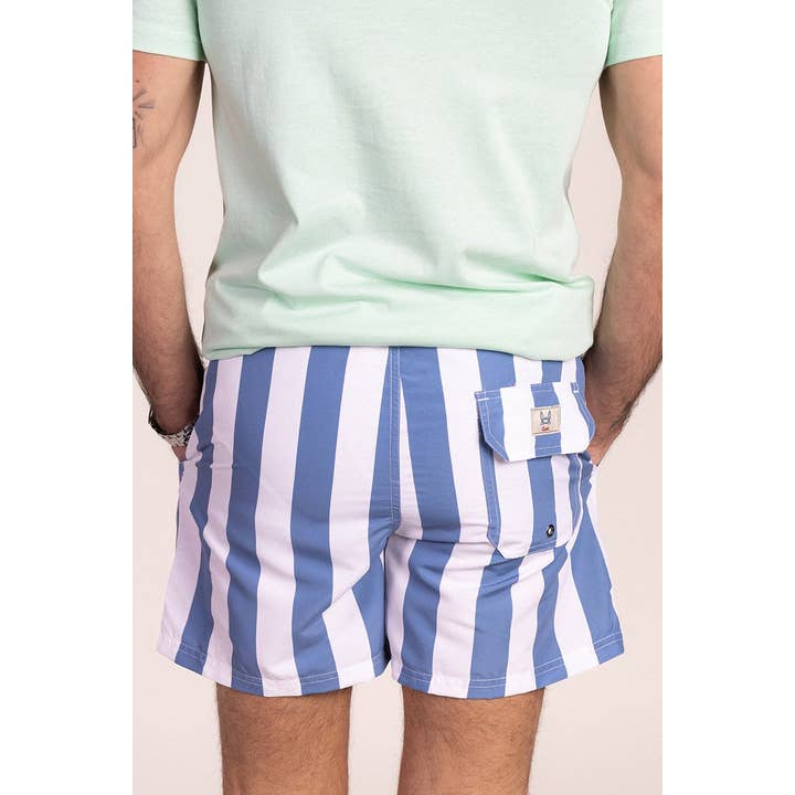 Blauer Retro-Badeanzug mit Streifenmuster für den Großhandel von Custi Mikelo: Made in Spain