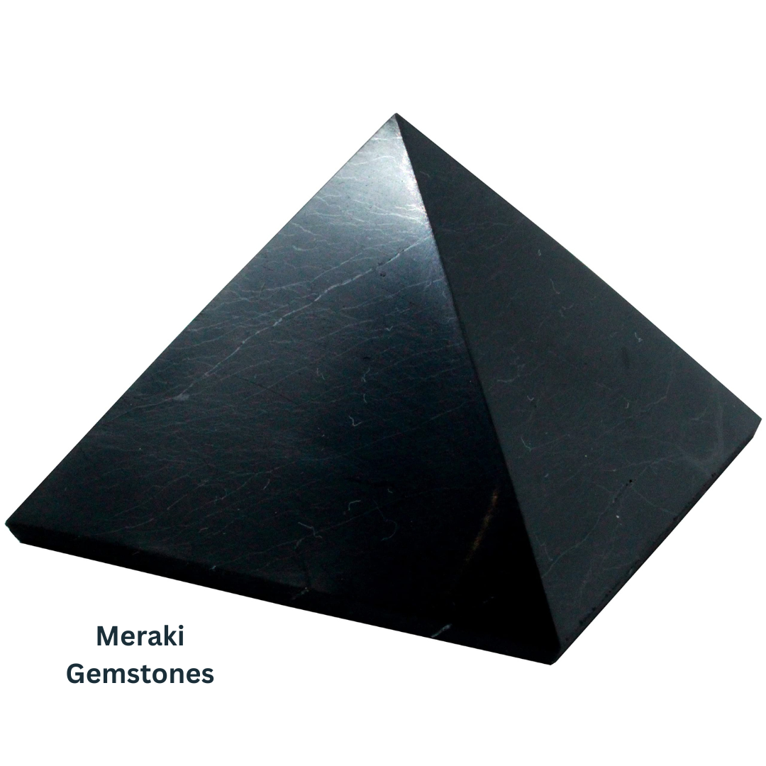 Meraki Gemstones - Wholesale Spiritual Stone/Crystal - Shungite Pyramid Polished 5cm1