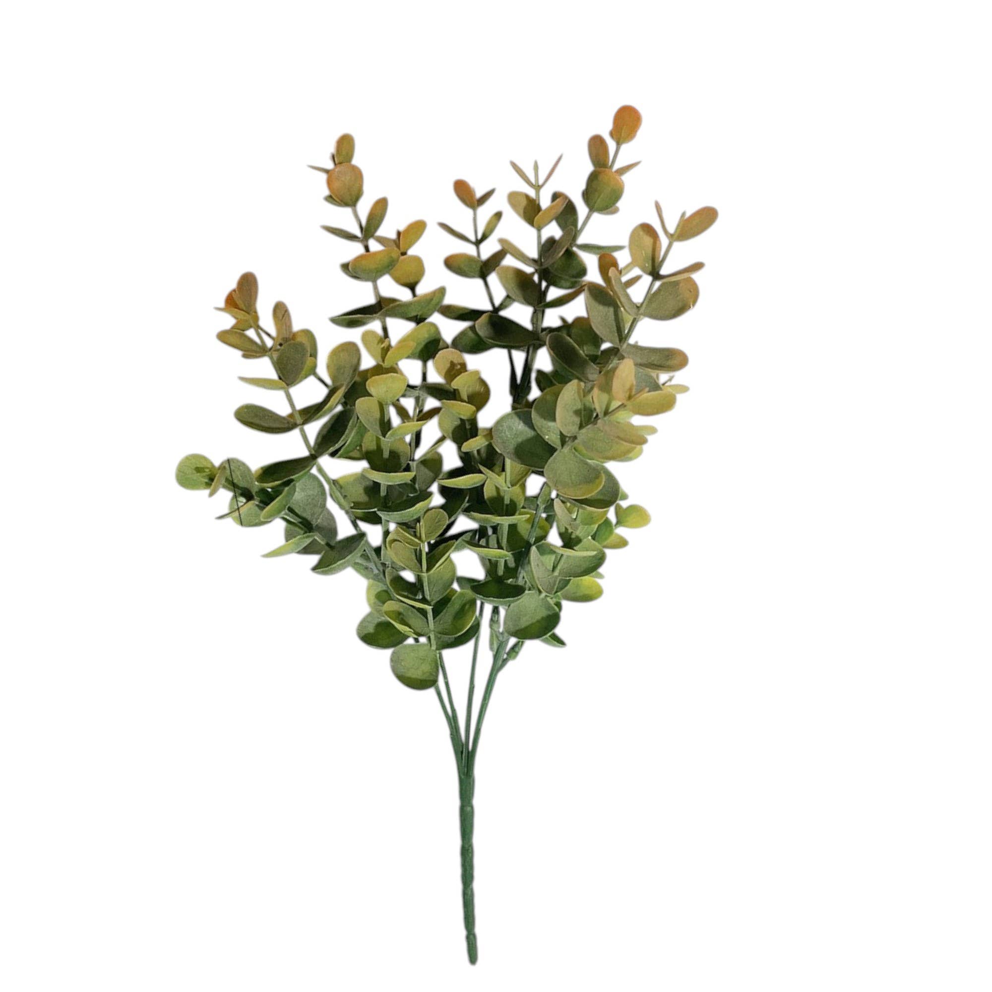 Angel Isabella - Wholesale Artificial Flowers - 13"Artificial Short stem plastic eucalyptus bush-5 picks1