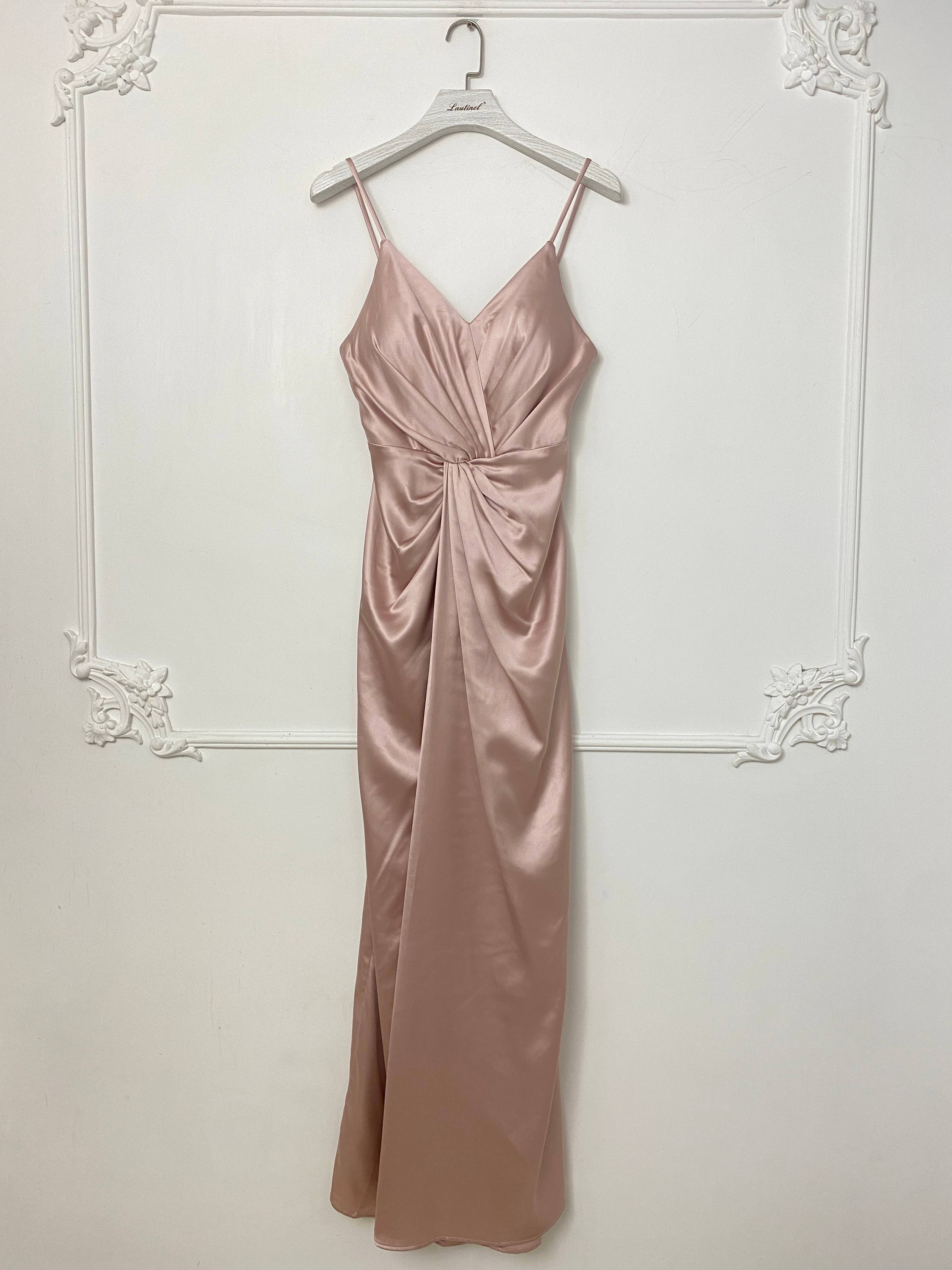 Lautinel – Engroshandel Aftenkjole - Dame – Lang satin bodycon aftenkjole R18756