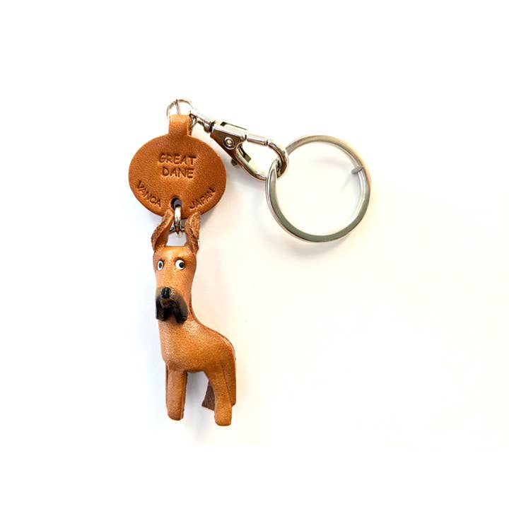 Stor dansk läderhund husdjur handgjord nyckelring charm tillbehör för wholesale av VANCA CRAFT