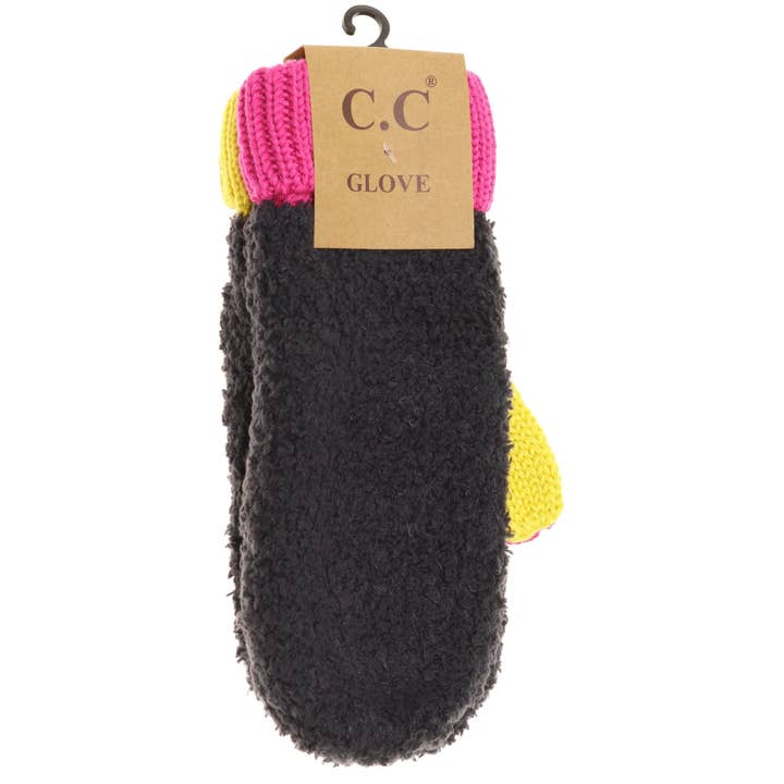 C.C Beanie - Wholesale Mittens - Women's - Color Block Sherpa Knit Women's Mittens
