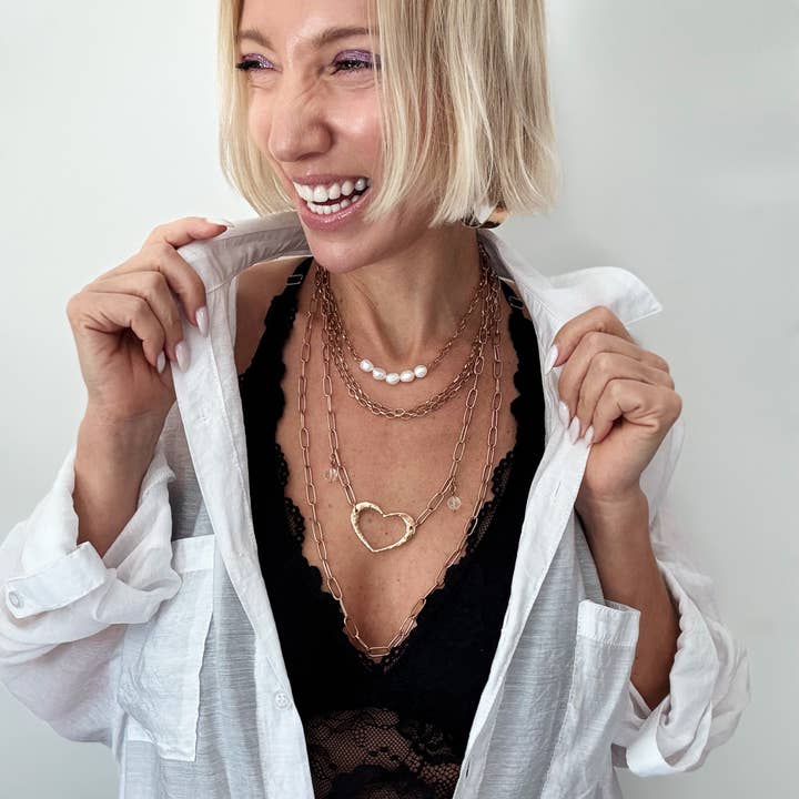 Katia Designs - Wholesale Link & Chain Necklace - Pearl Layering Chain Necklace10