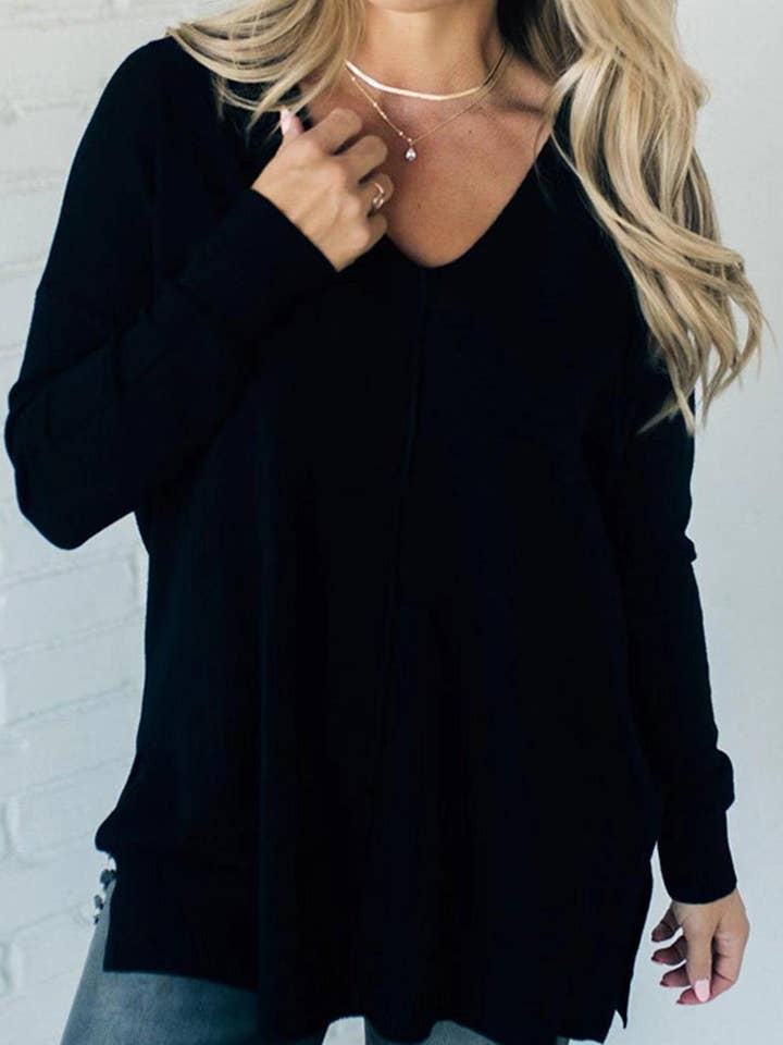 safistyle - Wholesale Tunic Sweater - Women's - Loose Knit Sweater with Front Stitch Detail6