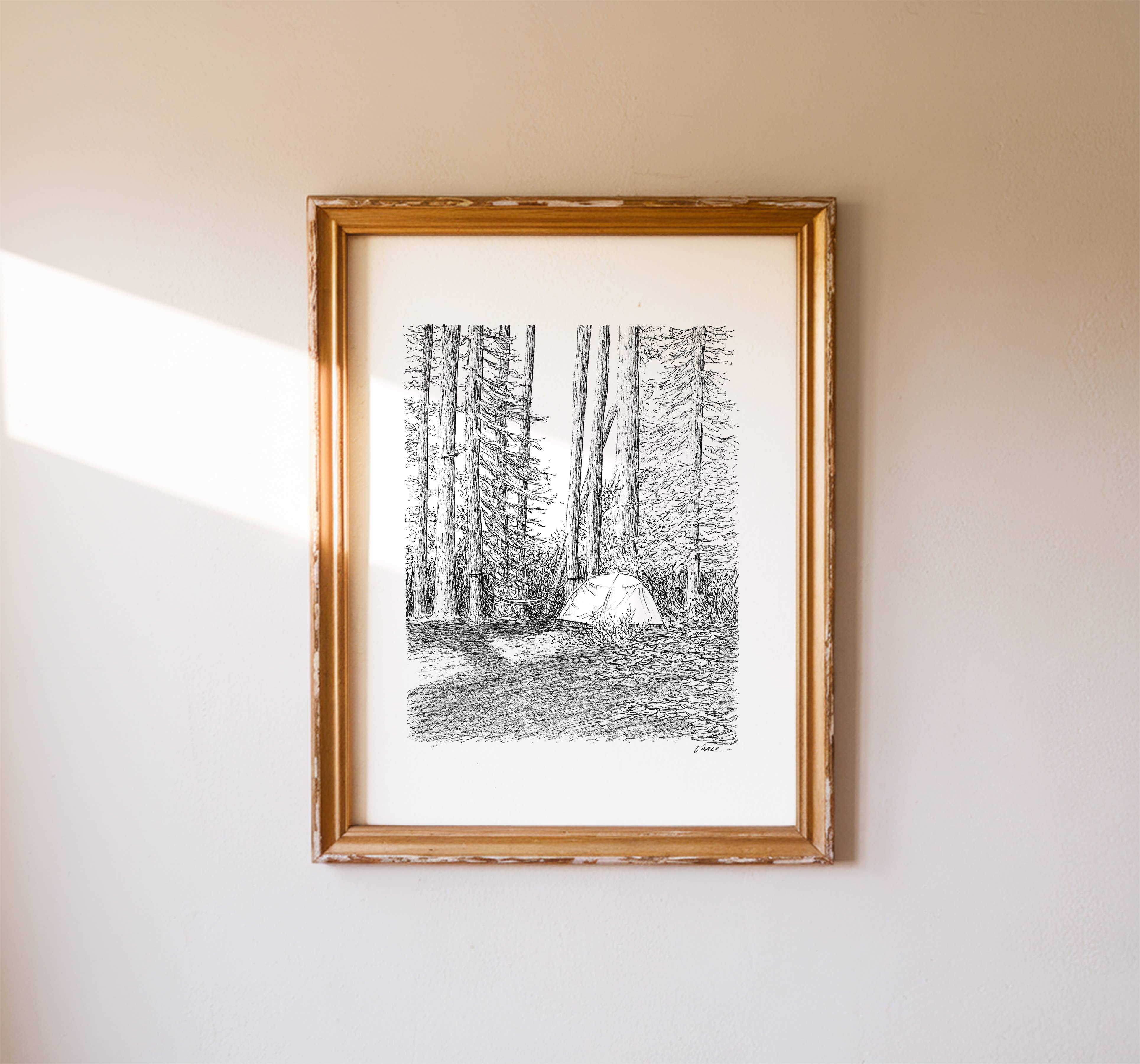 Vanee.ink - Wholesale Art Print - Woodland Camping Print