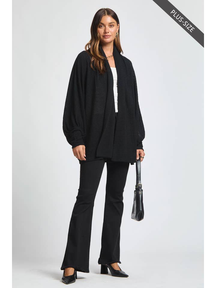 Dear Scarlett - Wholesale Cardigan - Women's - PLUS SIZE Crochet Knit Cardigan Batwing Sleeve17