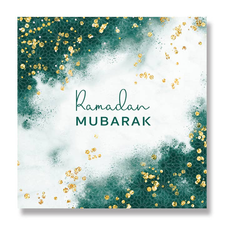 Ramadan Mubarak Card in Emerald Green and Gold - RM 01 for wholesale by Islamic Moments