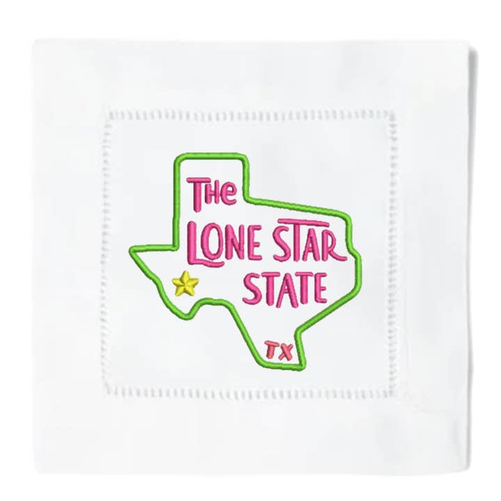 TX Lone Star State cocktailservietter for engroshandel hos Blythe Embroidery Co.