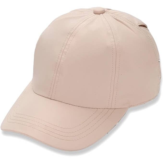 Funky Junque - Wholesale Ponytail cap – Women’s - 100% Polyester Sunshine Messy Bun High Ponytail Hat - Beige1