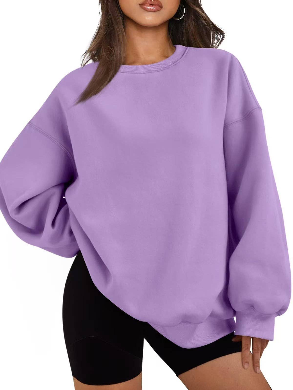 Masyal - Wholesale Sweatshirt - Women's - Women Oversize Solid Mock Neck Sweatshirt for Game Day0