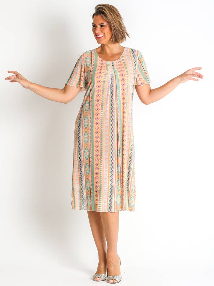 Abito midi in tulle con stampa a bordi, riciclato per la vendita all'ingrosso da parte di LOURDES CASTILLO