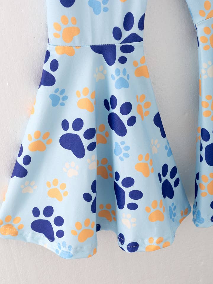 Rylee Faith Designs - Vente Ensemble haut et pantalon – enfant - Tenue avec haut à imprimé lettre de dessin animé pour filles + pantalon évasé.1