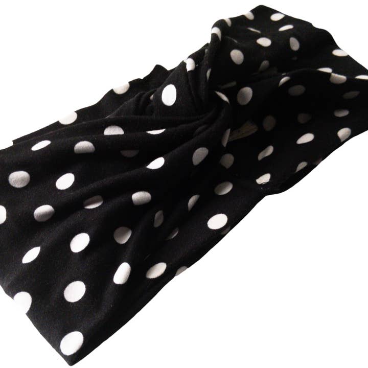 Black White Polka Dot Twist Knot Headband I The Enchanted Magnolia for wholesale by The Enchanted Magnolia