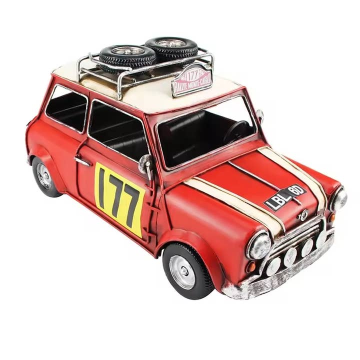 Mini auto retrò in metallo rosso modello 28 cm per la vendita all'ingrosso da parte di giftland