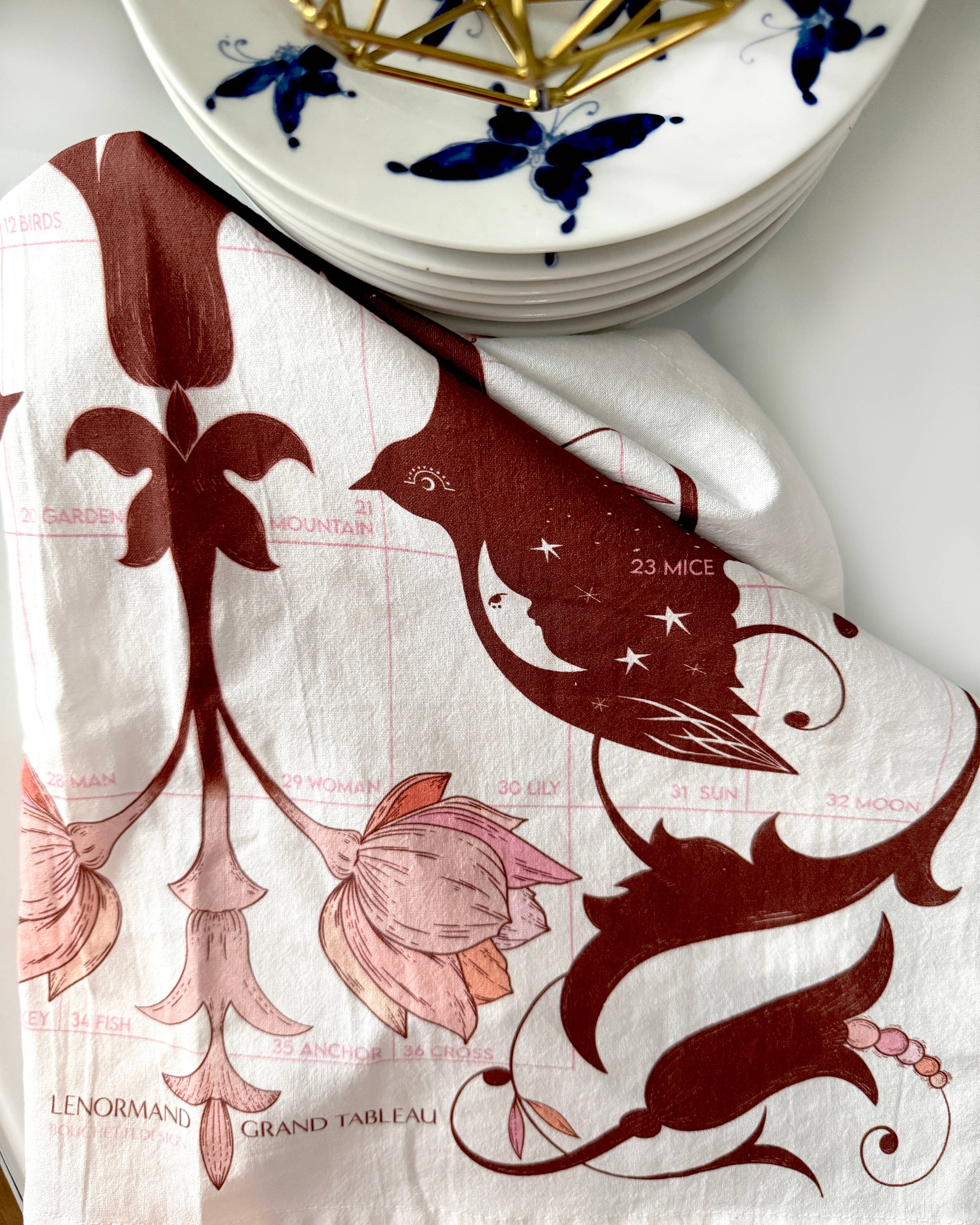 BOUCHETTE & CO. LLC - Wholesale Tea Towel - ALTAR CLOTH & TEA TOWEL | Lenormand Flight & Bloom 6