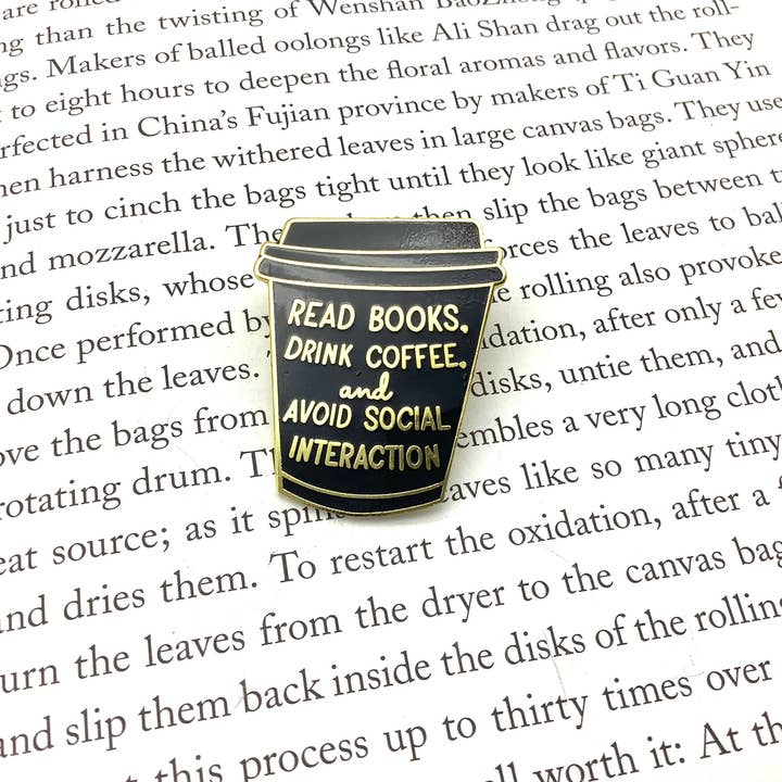 Books Coffee Social Interaction Enamel Pin Lapel Brooch for wholesale by All Little Cute Things