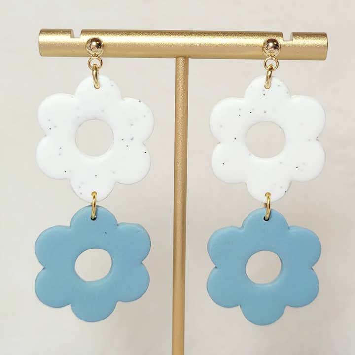 Double flower dangles for wholesale by Spiegel Clay