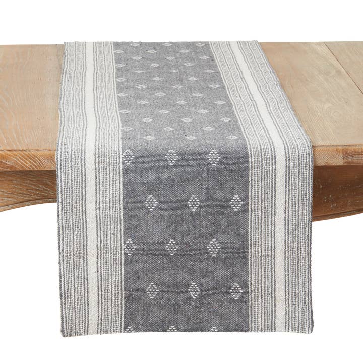 Diamond Patterned Woven Stripe Table Runner for wholesale by Saro Lifestyle