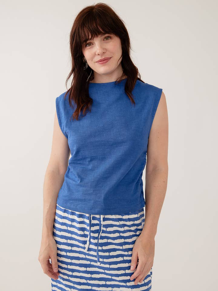 Ruched Top Cerulean Slub for wholesale by Mata Traders