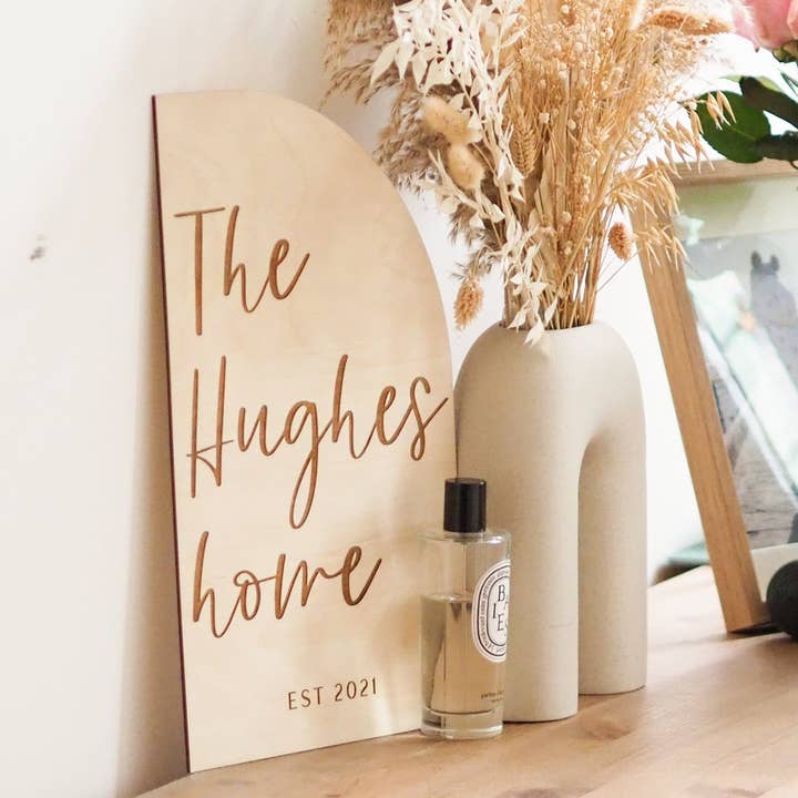 CUSTOM Wording Half Arch Sign for wholesale by Juniper Studio