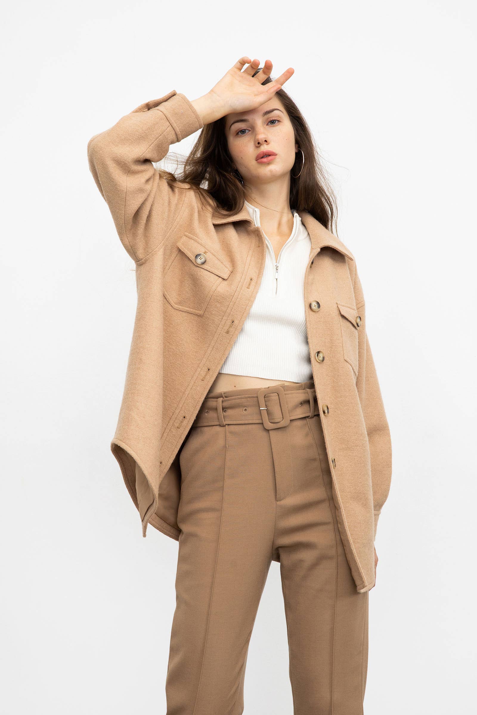 J.ING - Wholesale Trench Coat - Women's - Sage Tan Longline Coat5