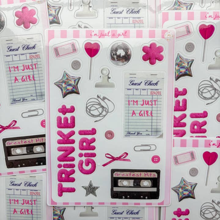 ReggieDesignCo - Vendita all'ingrosso Adesivo - Foglio di adesivi 5x7 per diario di cianfrusaglie Trinket Girl, scrapbooking3