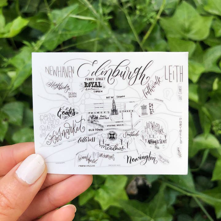 Edinburgh, Scotland Map Sticker | Die-Cut 4" for wholesale by Traveling Calligrapher
