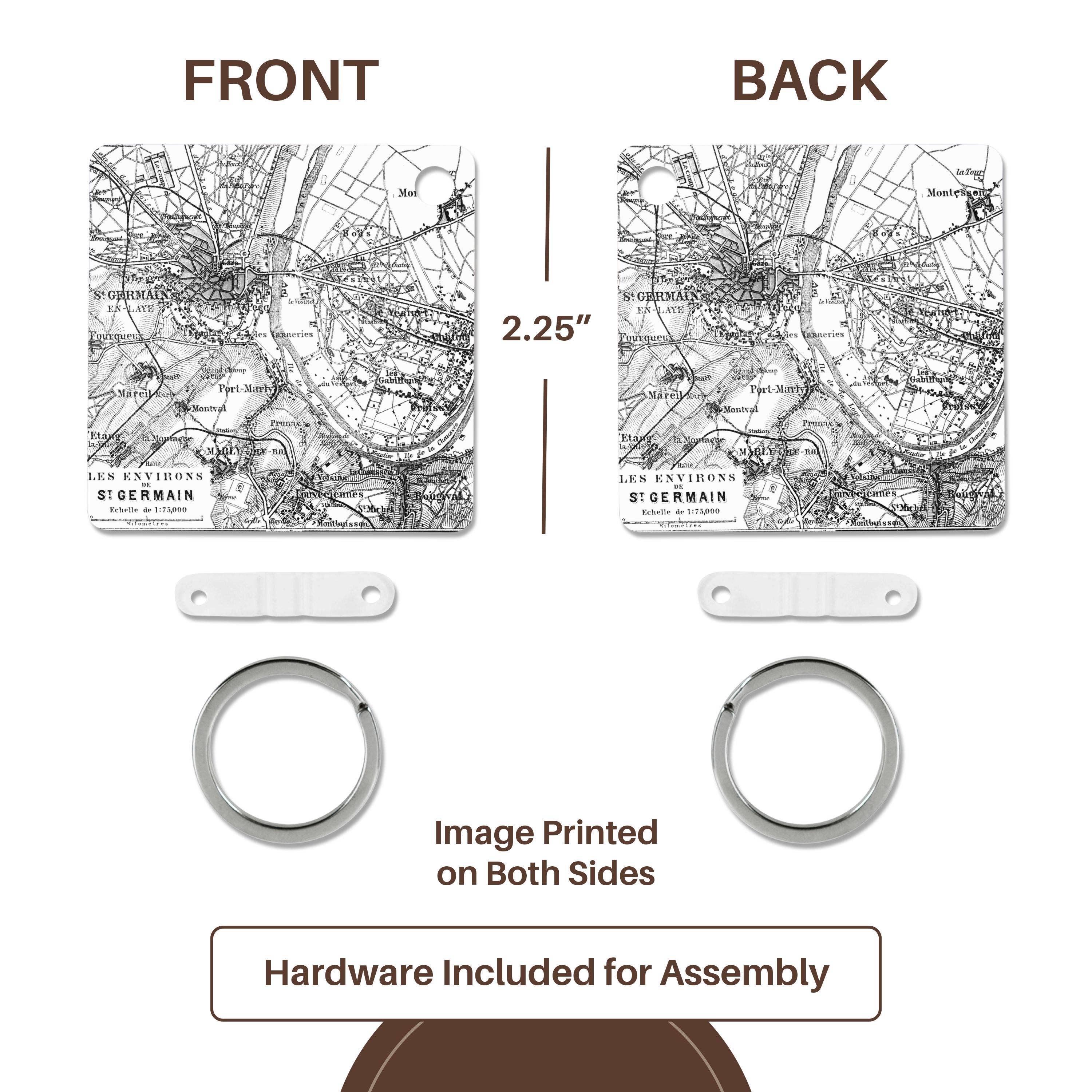 3dRose - Vente Porte-clés – unisexe - 3dRose, Carte Vintage de Paris en France, Porte-clés4