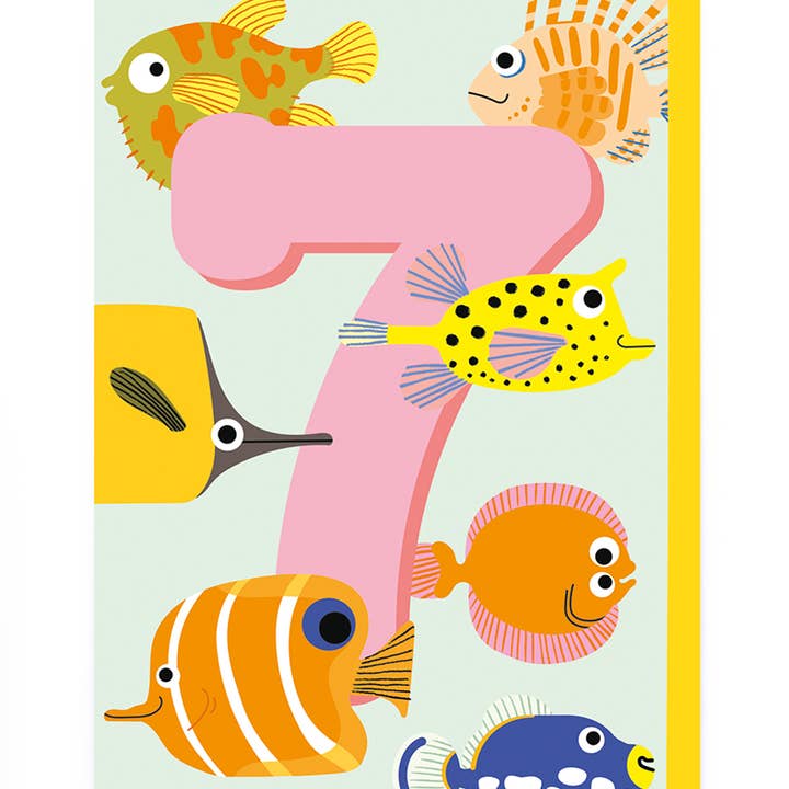 Noi Publishing – wholesale Everyday greeting card – Age 7 fish kids age birthday card