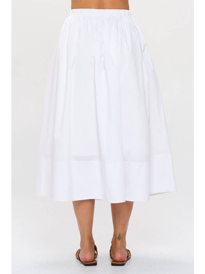 Renee C. - Wholesale Skirt - Women's - Made in USA Cotton Poplin Midi Skirt with Elastic Waistband3