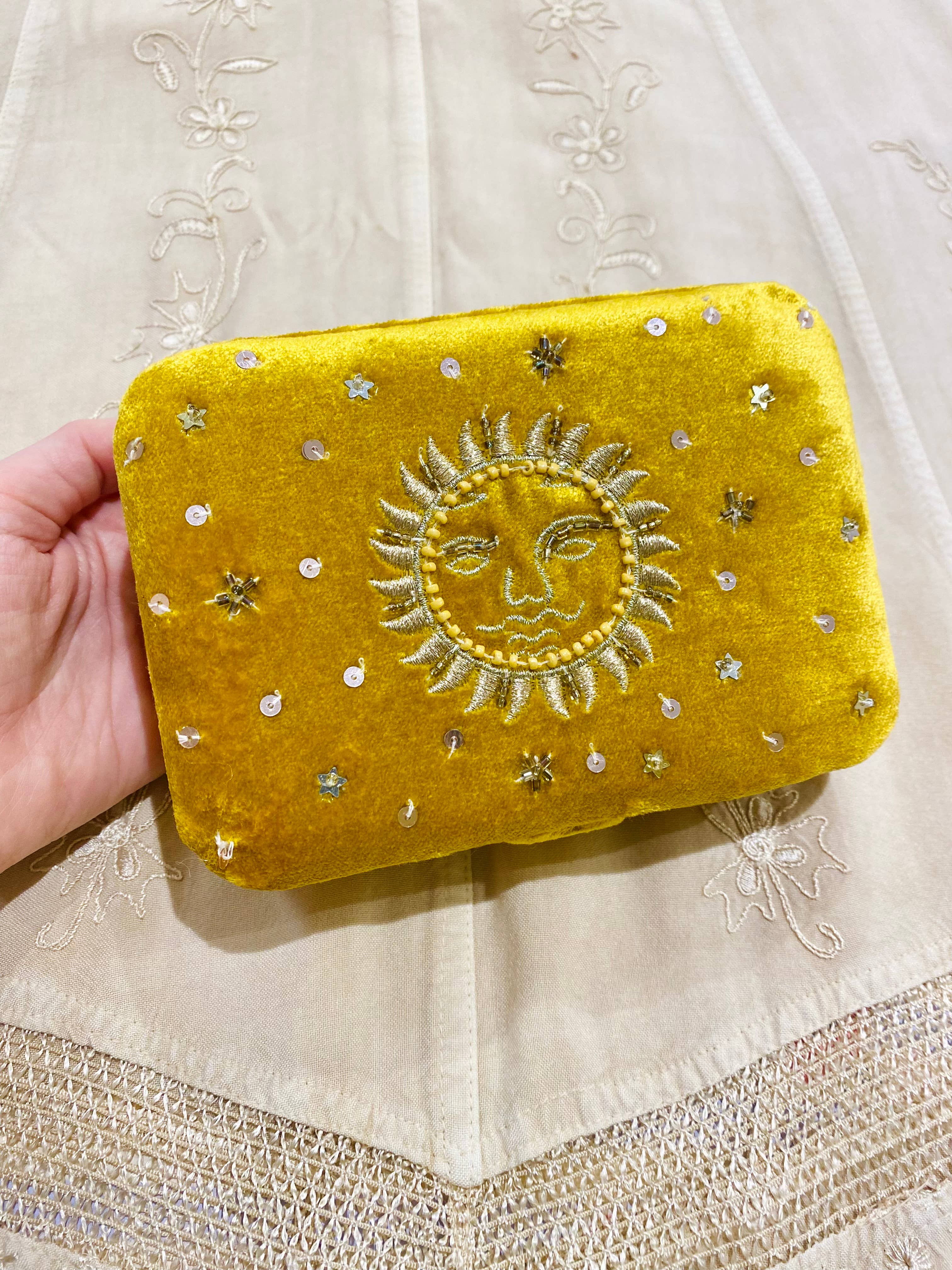 Temple of Treasure - Wholesale Jewelry Box/Organizer - Sun Velvet Tarot Jewelry Box yellow beads3