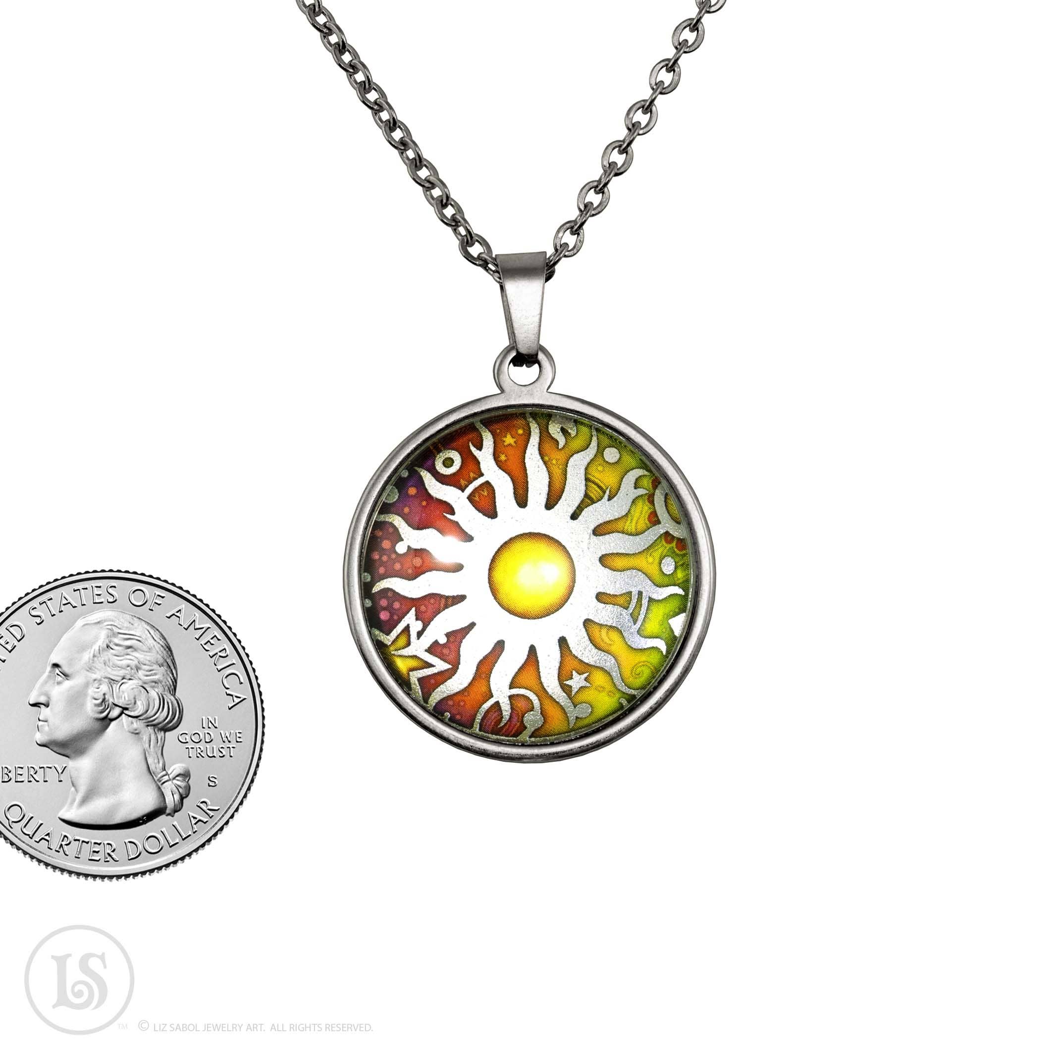 Liz Sabol Jewelry Art – wholesale Pendant/charm necklace – Celestial Centered Sun, Pendant, 28mm2
