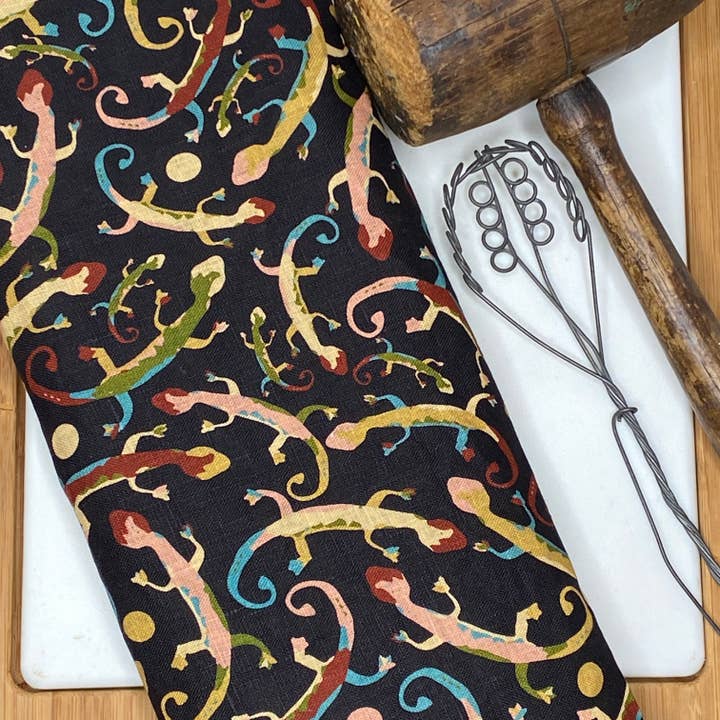 Tea Towel - Good Luck Lizards at Midnight Southwest Linen for wholesale by Cher the Fire