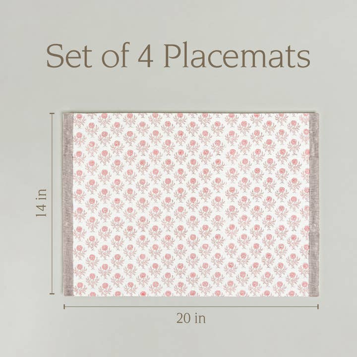 over&back - Wholesale Placemat - Artisan Hand-Blocked Placemats – 100% Cotton – Set of 439