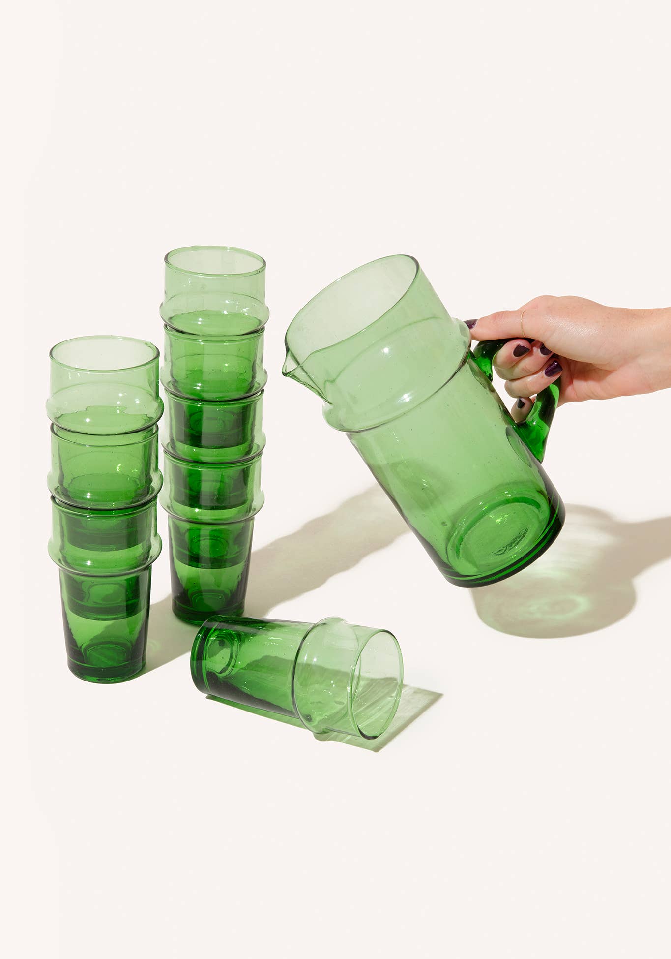 Voyage - Wholesale Drinking Glass/Cup - Moroccan Palm Green Beldi Glass (24)7