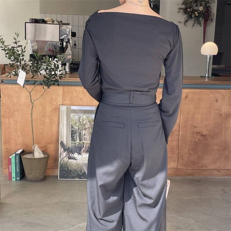 UZ Wholesale Store - Vente Pantalon – femme - Pantalon large taille haute uni5