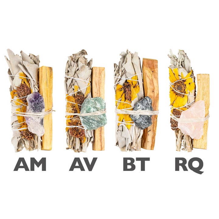 Benjamin International - Wholesale Sage bundle - Sunflower Sage Bundle W/ Gemstone And Palo Santo1