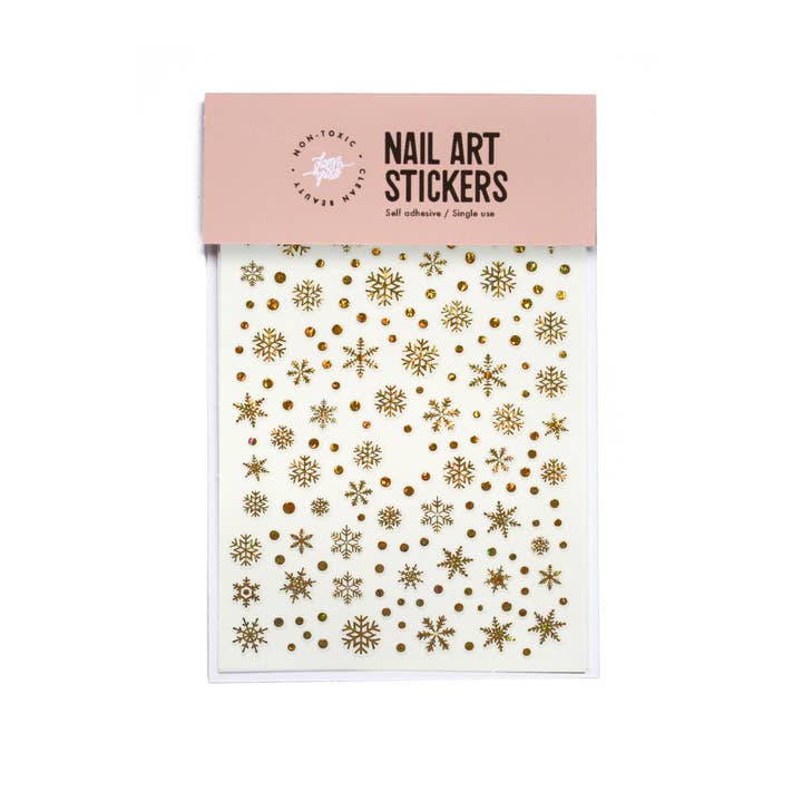 Nail Art Stickers - Snowflakes Holographic Gold for wholesale by Glam & Grace