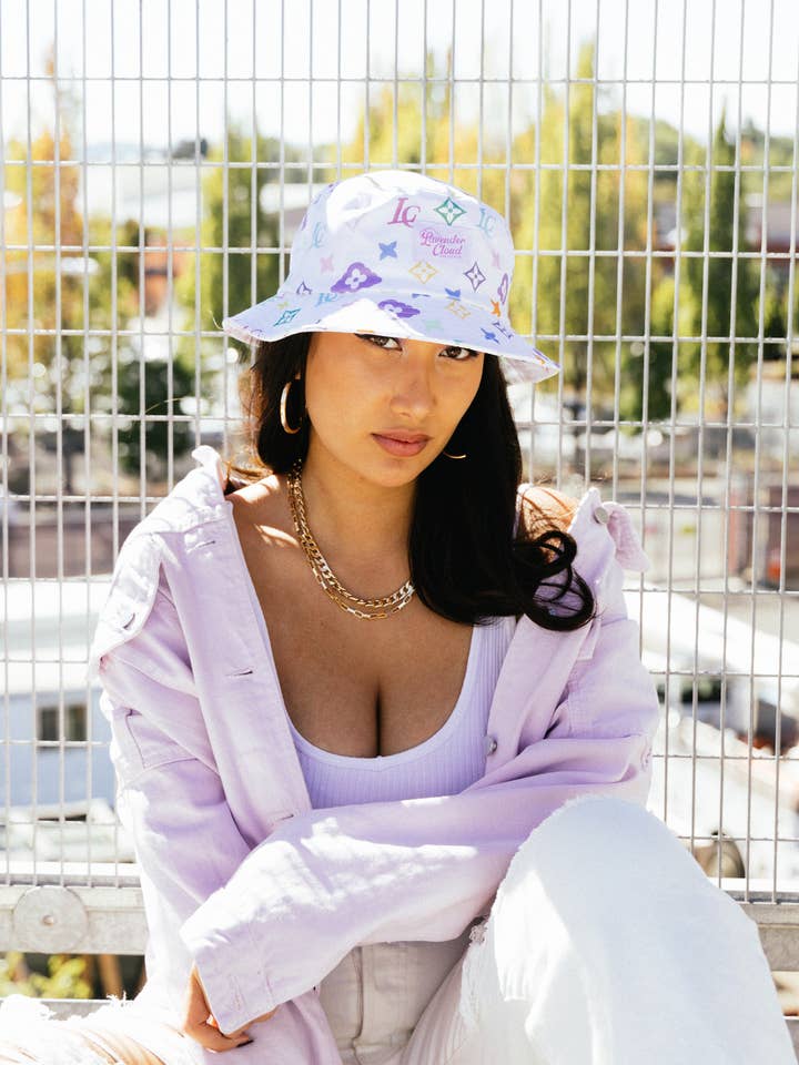 Chapéu de balde de monograma Y2K por atacado de Lavender Cloud Collective