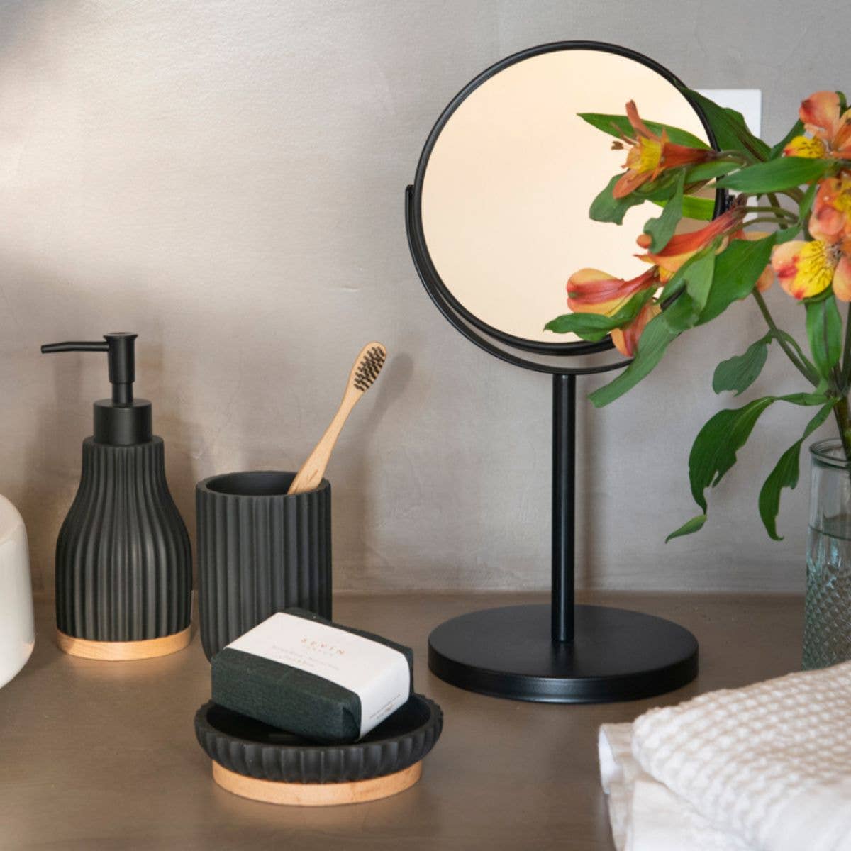 Andrea House - Wholesale Vanity Mirror - 10x magnification black bathroom mirror1