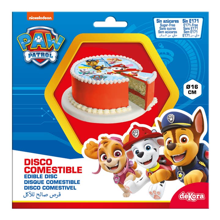 dekora - Wholesale Cake/Cupcake Topper - 16CM SUGAR-FREE PAW PATROL CAKE EDIBLE DISC1
