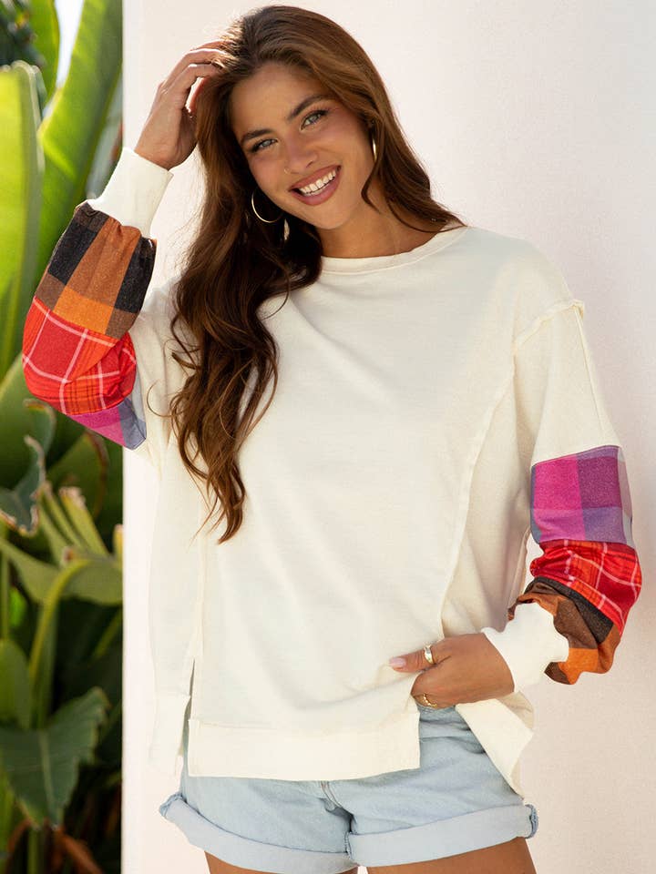 Anika Seam Patchwork top Langærmet Top for engroshandel hos Poppy Lee Lane