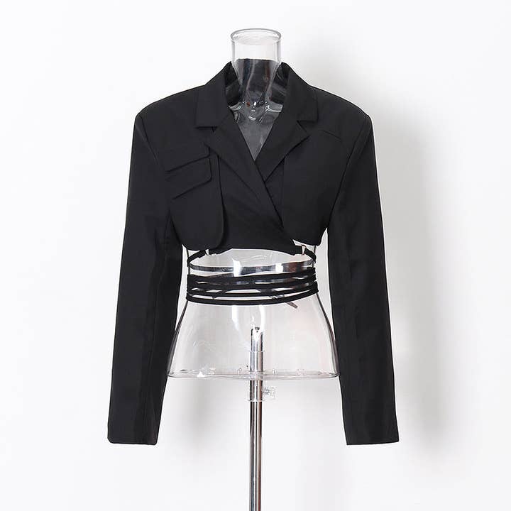 VividLux - Wholesale Top & Skirt Set - Women's - Spring Two Piece Set Blazer Women: Irregular Asymmetric Skirt Design, Fried Street Gas Field Trendy Suit