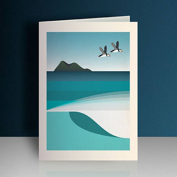 Puffins Greeting Card for wholesale by The Single Fin Collective