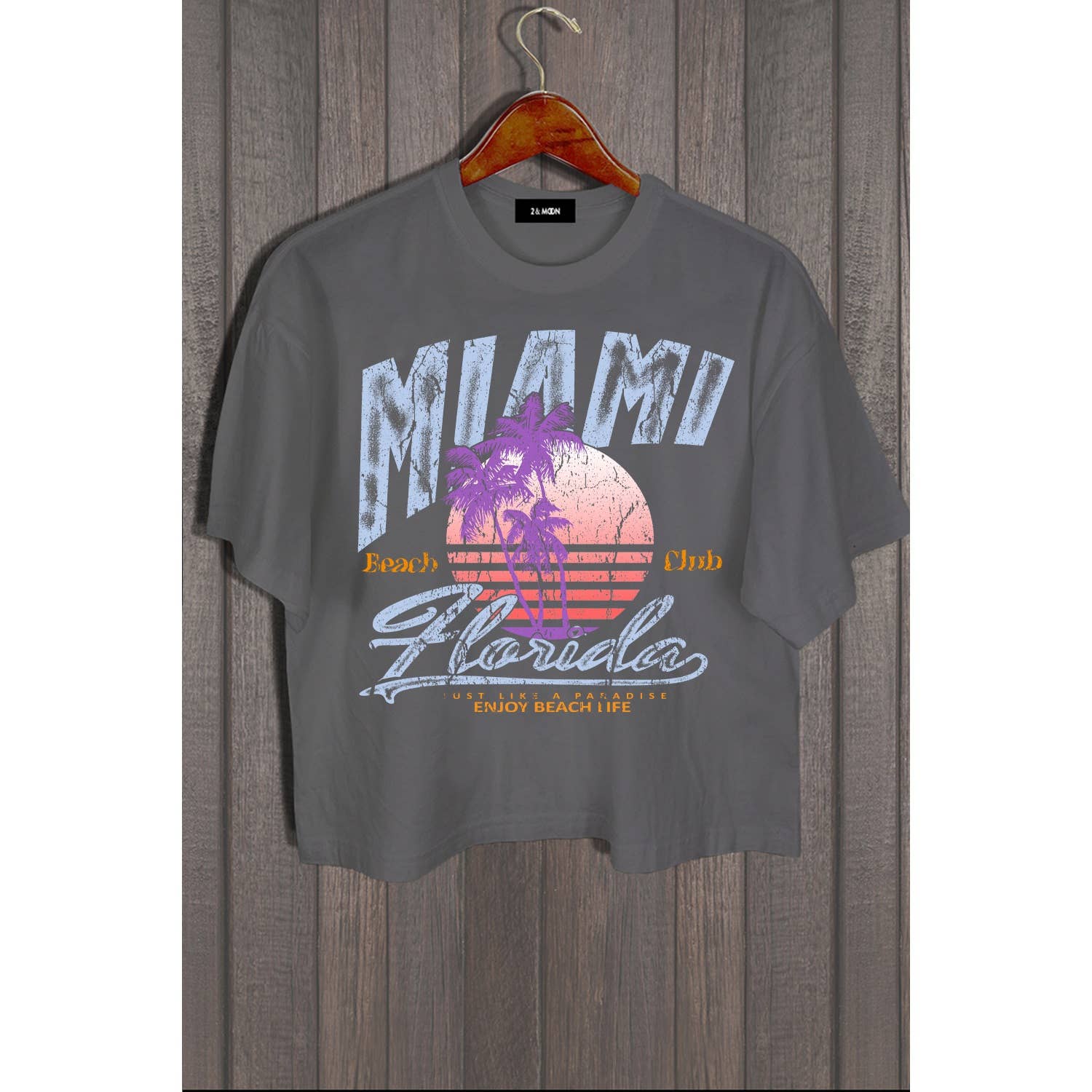 2&moon – wholesale Screen printed t-shirt – Women′s – MIAMI FLORIDA BEACH CLUB TEE4